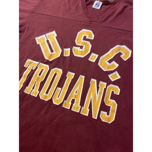 RARE! Vintage USC Trojans T-Shirt Jersey red maroon tee football - Picture 3 of 5